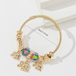 Gold Elephant Charm Bracelet